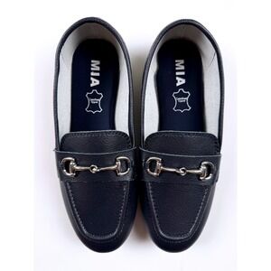 MIA Women's Navy Blue Leather Upper Loafer Flats with Horsebit Detail Size 6 NWT